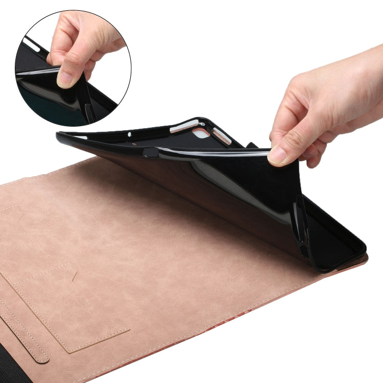 Rhombus Skin Feel Horizontal Flip Tablet Leather Case in black with card slots, showcasing its sleek design and durable material.