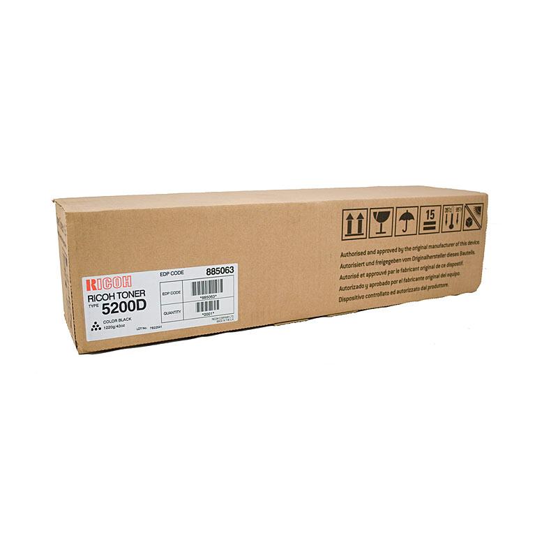 RICOH SP5000DN Black Toner cartridge with packaging, designed for high-volume printing.