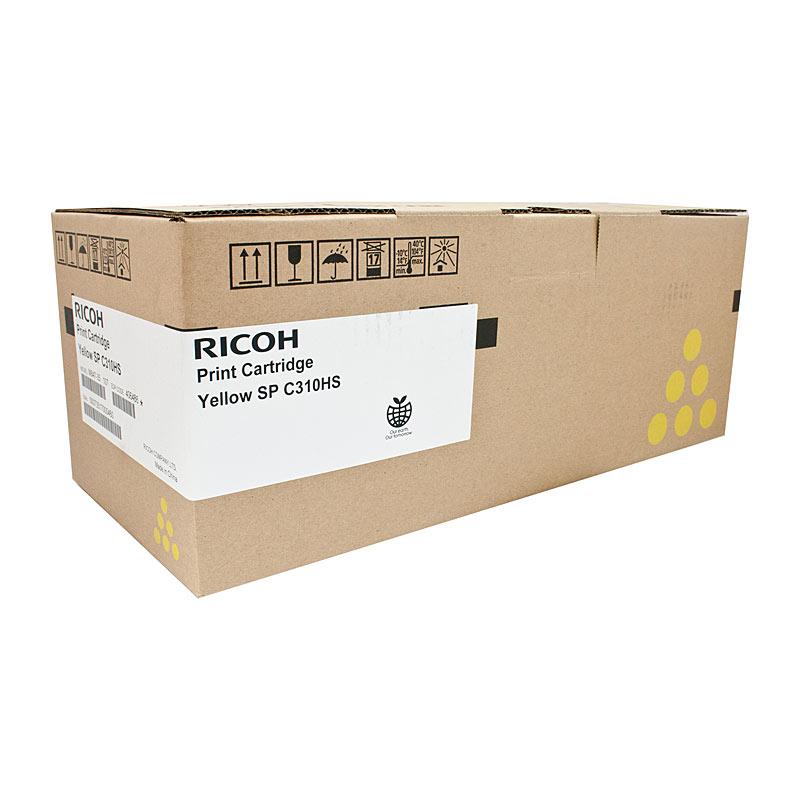 RICOH SPC310 Yellow Toner Cartridge, designed for vibrant color printing, compatible with various RICOH printers.