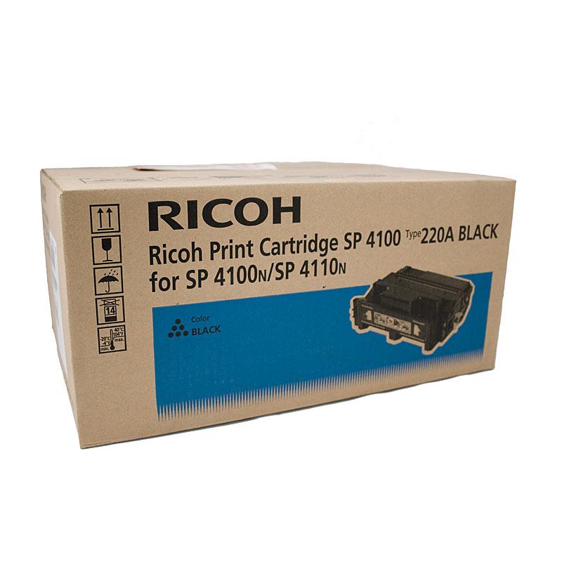 RICOH Type 220A Toner cartridge for SP4100N, showcasing its sleek design and packaging.