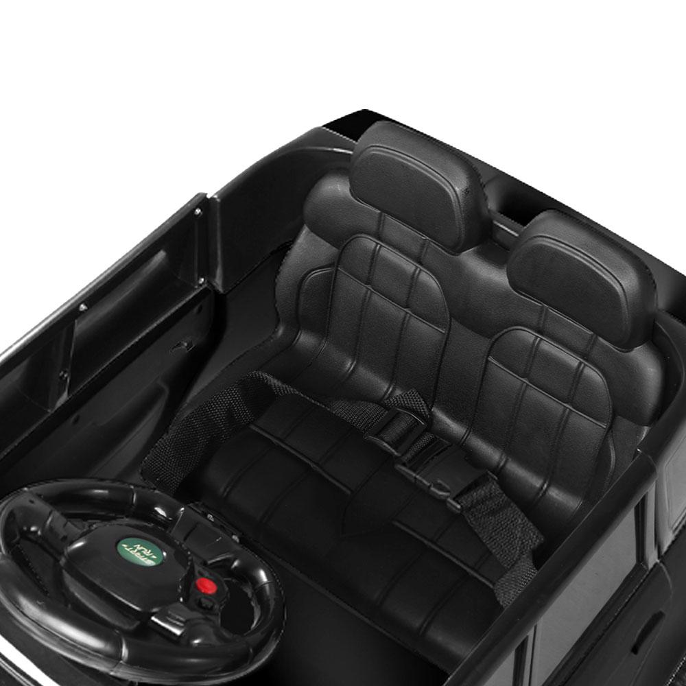 Rigo Kids Ride On Car Electric 12V in black with stylish design, working doors, and safety features, perfect for children aged 3-8.