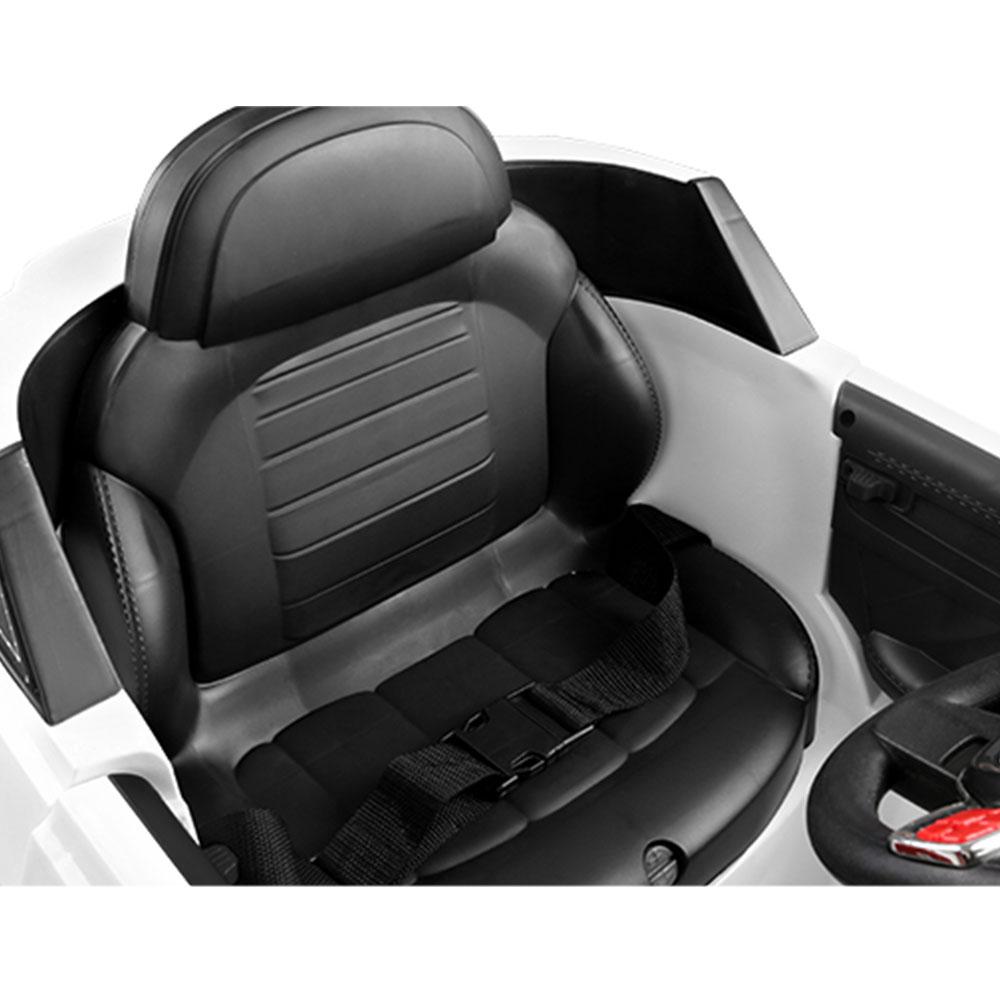 Rigo Kids Ride On Car in white color, resembling a BMW X5, showcasing its sleek design, working doors, and bright headlights.