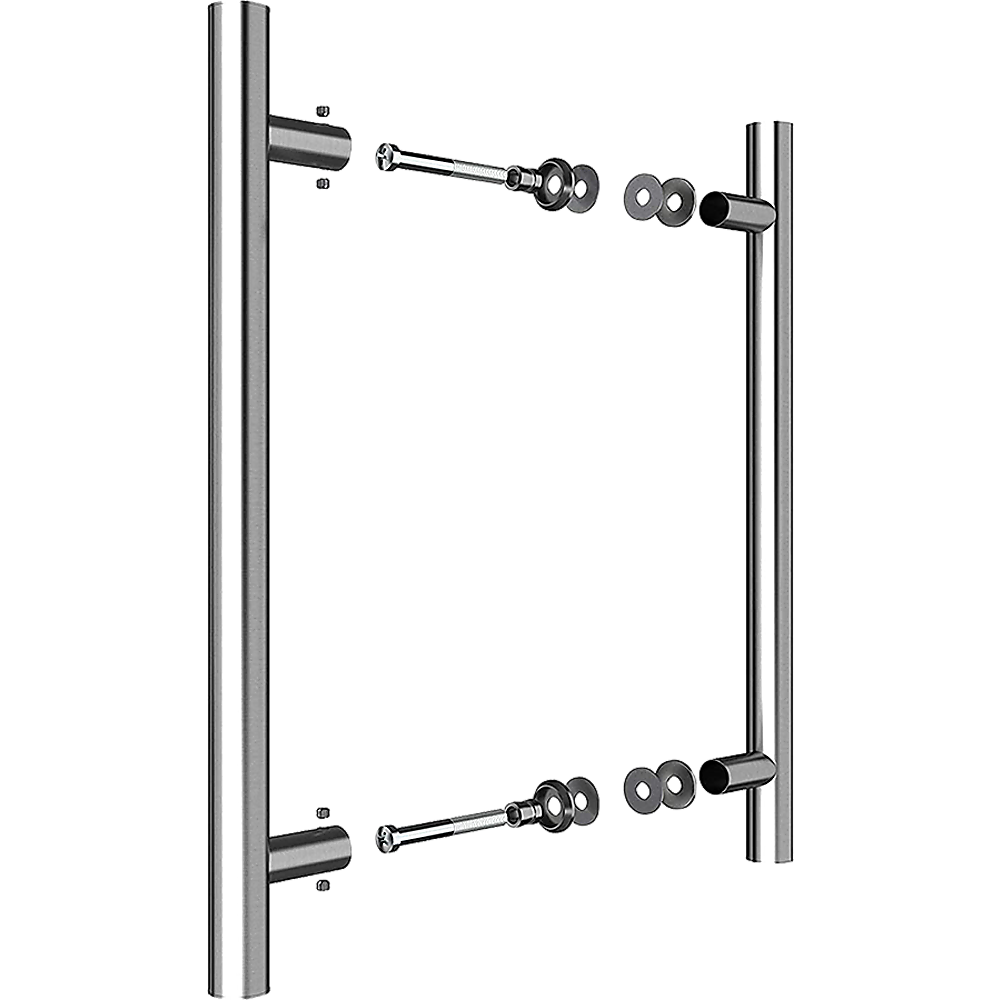 Round 300mm Push Pull Stainless Steel Door Handle showcasing its sleek design and durable construction, ideal for various door types.