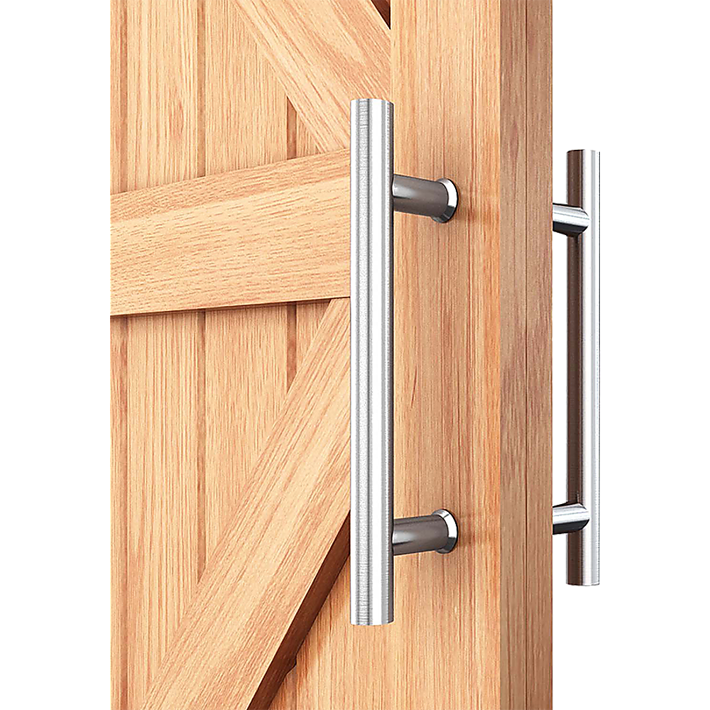 Round 300mm Push Pull Stainless Steel Door Handle showcasing its sleek design and durable construction, ideal for various door types.