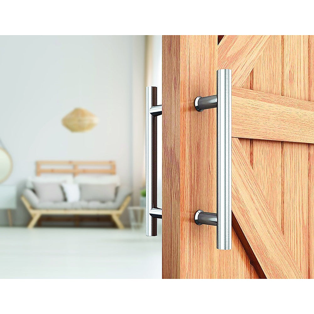 Round 300mm Push Pull Stainless Steel Door Handle showcasing its sleek design and durable construction, ideal for various door types.