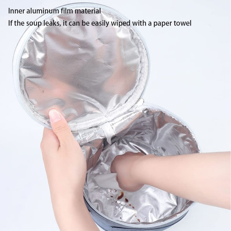 Round insulated lunch bag made of cationic Oxford cloth with a detachable shoulder strap, available in multiple sizes.