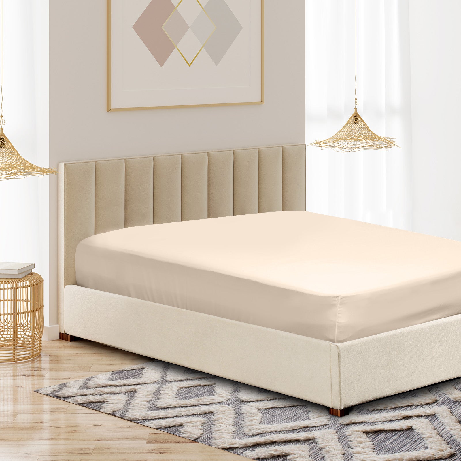 Royal Comfort 1200 Thread Count Fitted Sheet in various colors, showcasing its luxurious texture and quality fabric.
