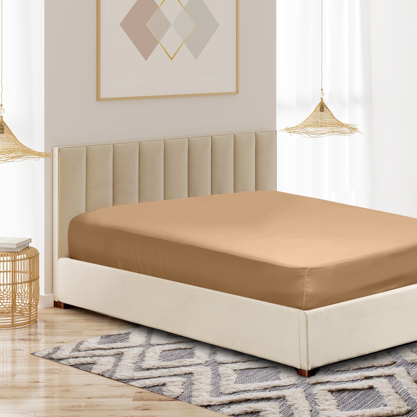 Royal Comfort 1200 Thread Count Fitted Sheet in various colors, showcasing its luxurious texture and quality fabric.