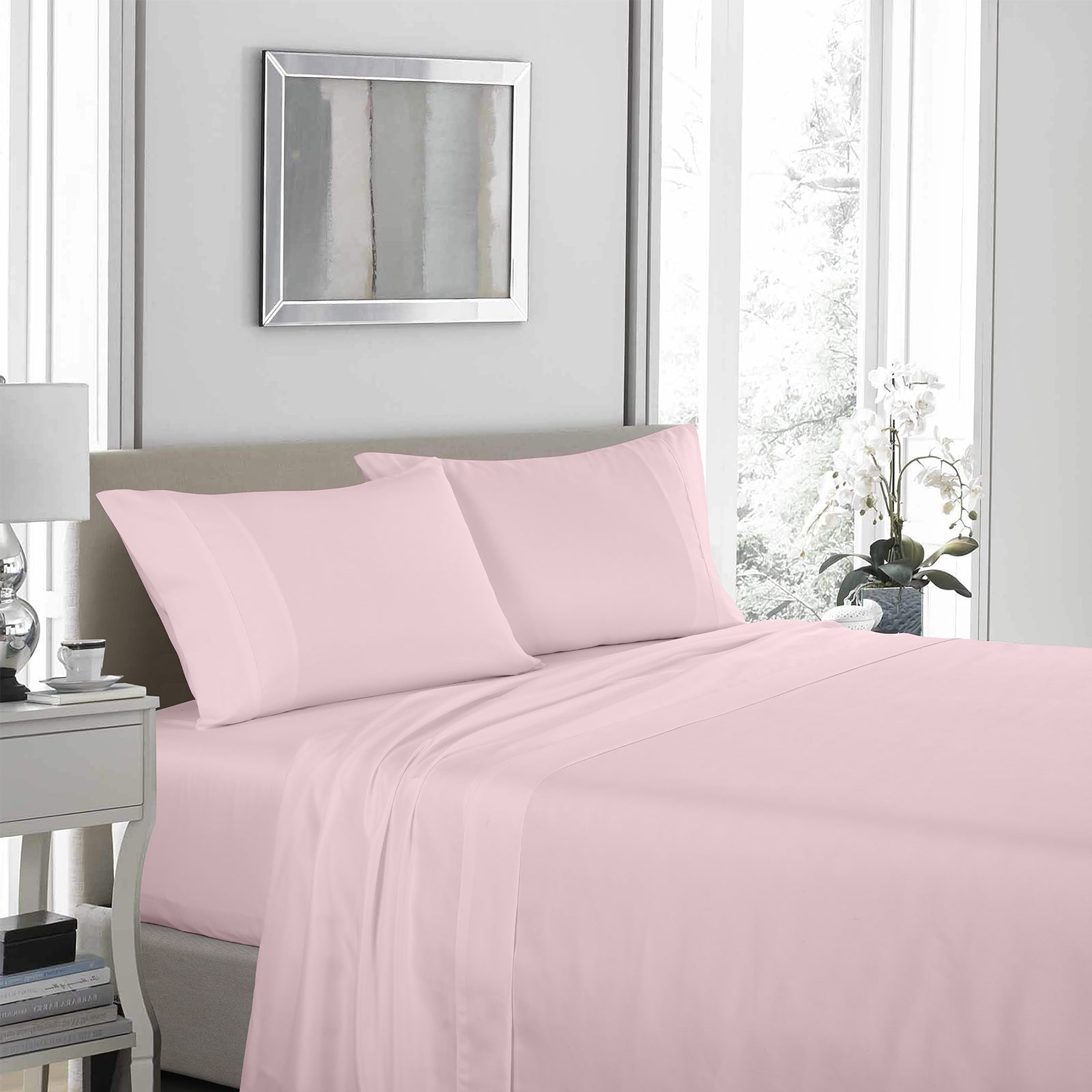 Royal Comfort 1200 Thread Count Sheet Set featuring ultra-soft satin fabric in various colors, including flat sheet, fitted sheet, and pillowcases.