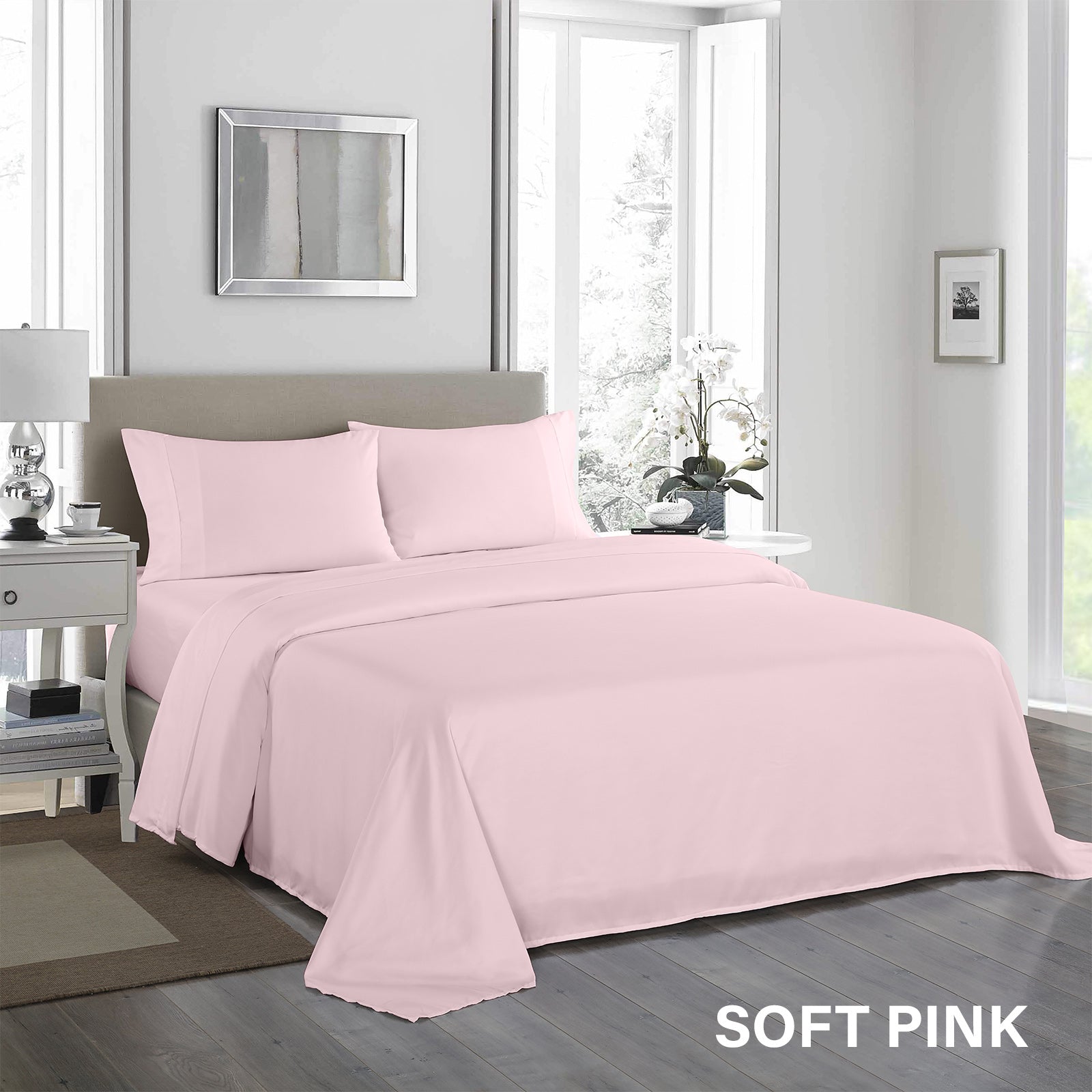 Royal Comfort 1200 Thread Count Sheet Set featuring ultra-soft satin fabric in various colors, including flat sheet, fitted sheet, and pillowcases.