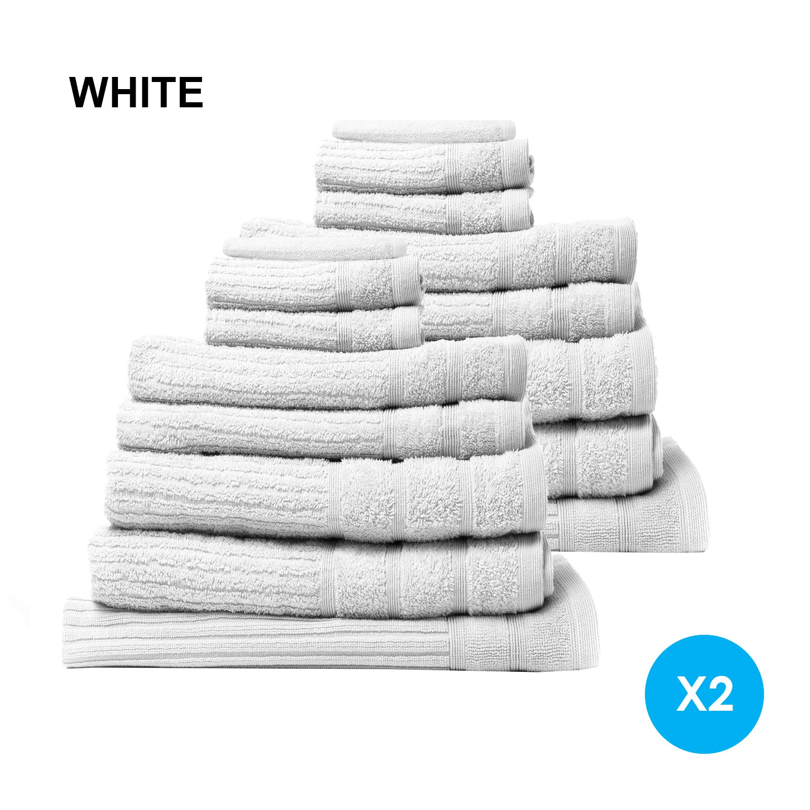 Royal Comfort 16 Piece Egyptian Cotton Eden Towel Set featuring various towels and bath mats in elegant colors.