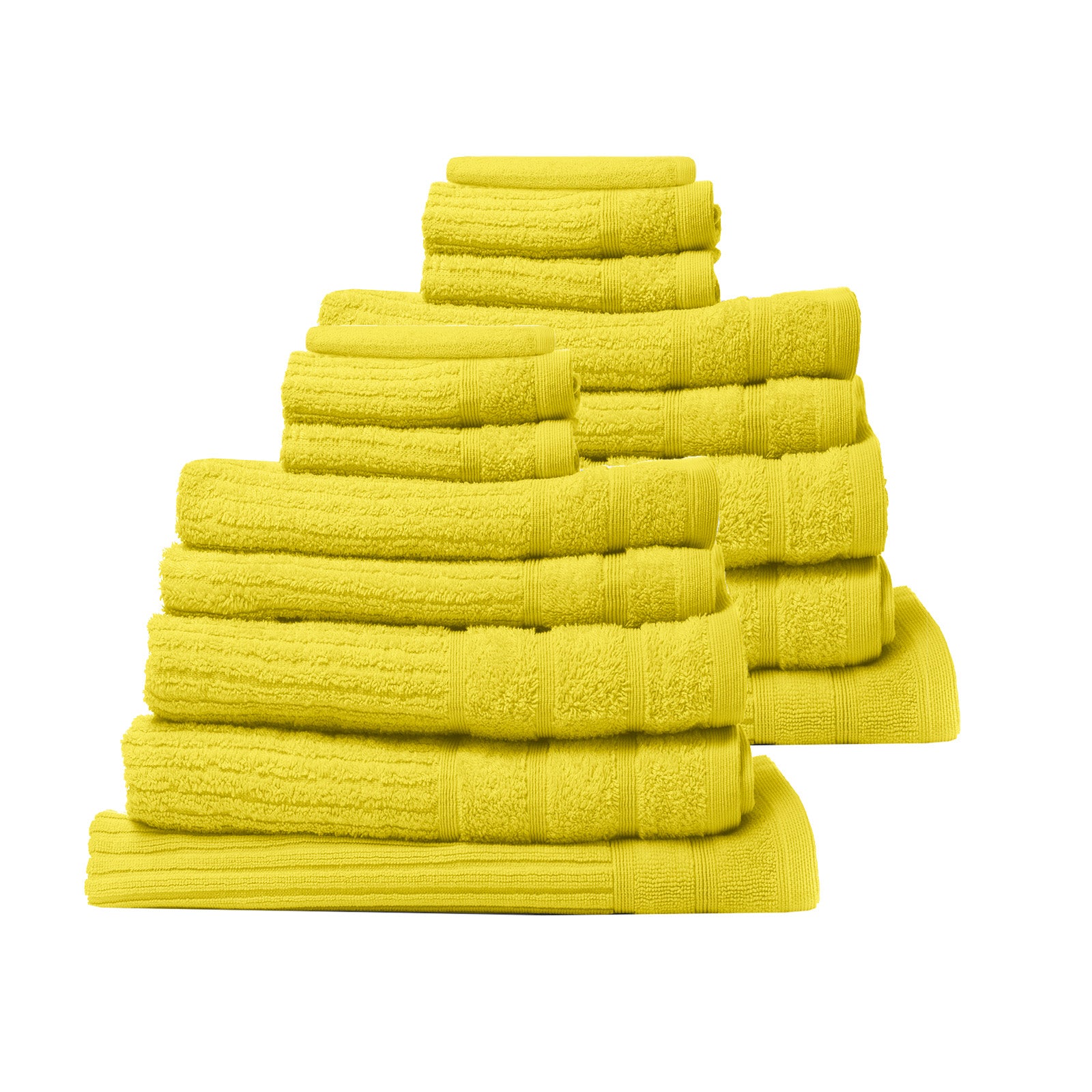 Royal Comfort 16 Piece Egyptian Cotton Eden Towel Set featuring various towels and bath mats in elegant colors and luxurious design.