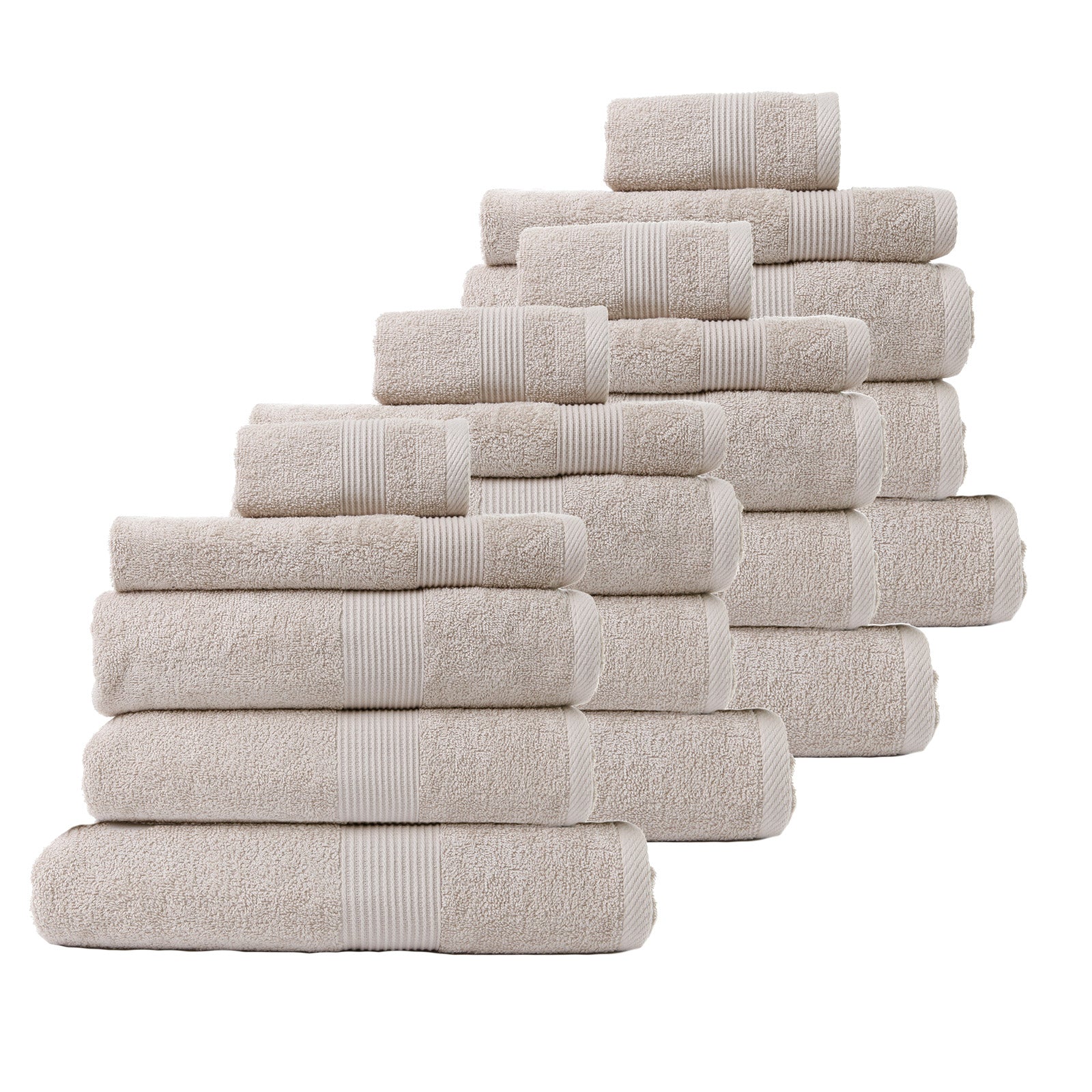 Royal Comfort 20 Piece Cotton Bamboo Towel Bundle Set showcasing various towels and bath mats in a luxurious arrangement.