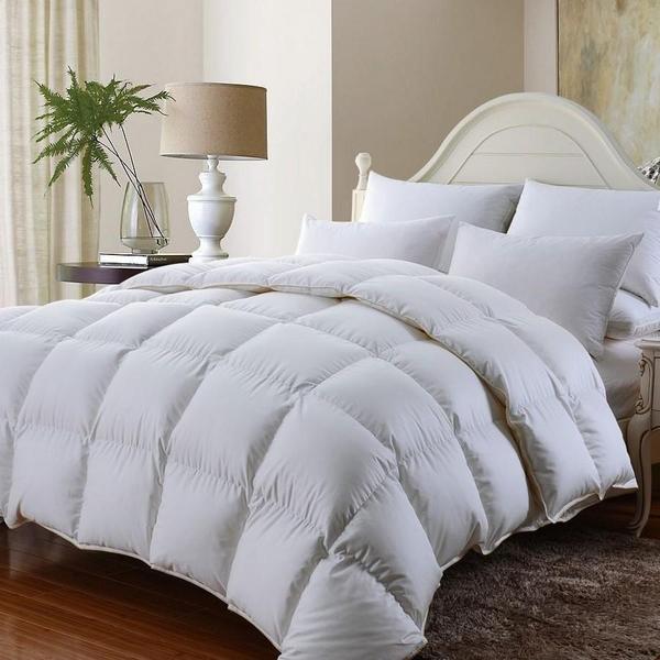 Royal Comfort 350GSM Bamboo Quilt, 2000TC Sheet Set, and Twin Pack Duck Feather and Down Pillows displayed elegantly on a bed.
