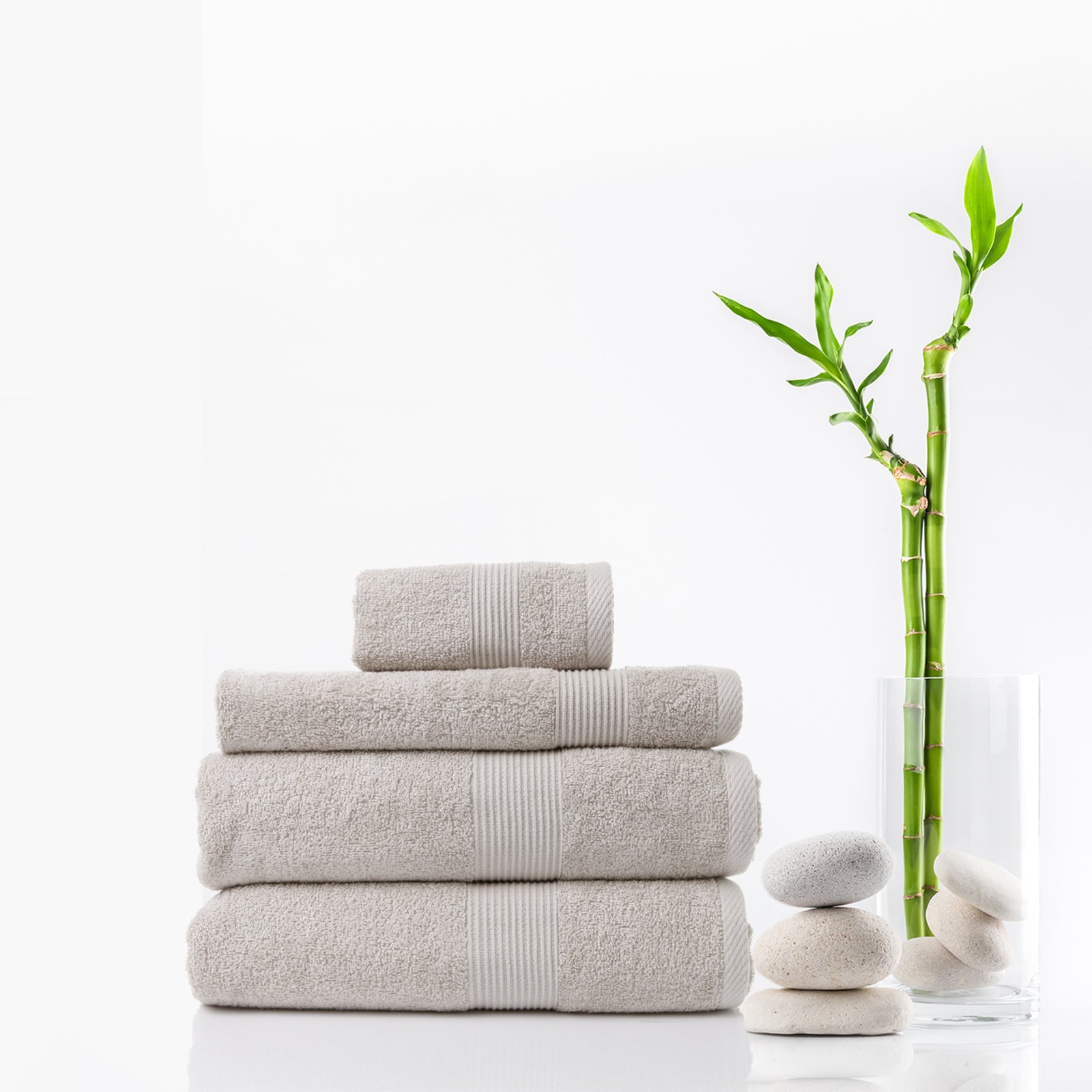 Royal Comfort 4 Piece Cotton Bamboo Towel Set featuring plush bath, hand, and wash towels in a luxurious cotton-bamboo blend.