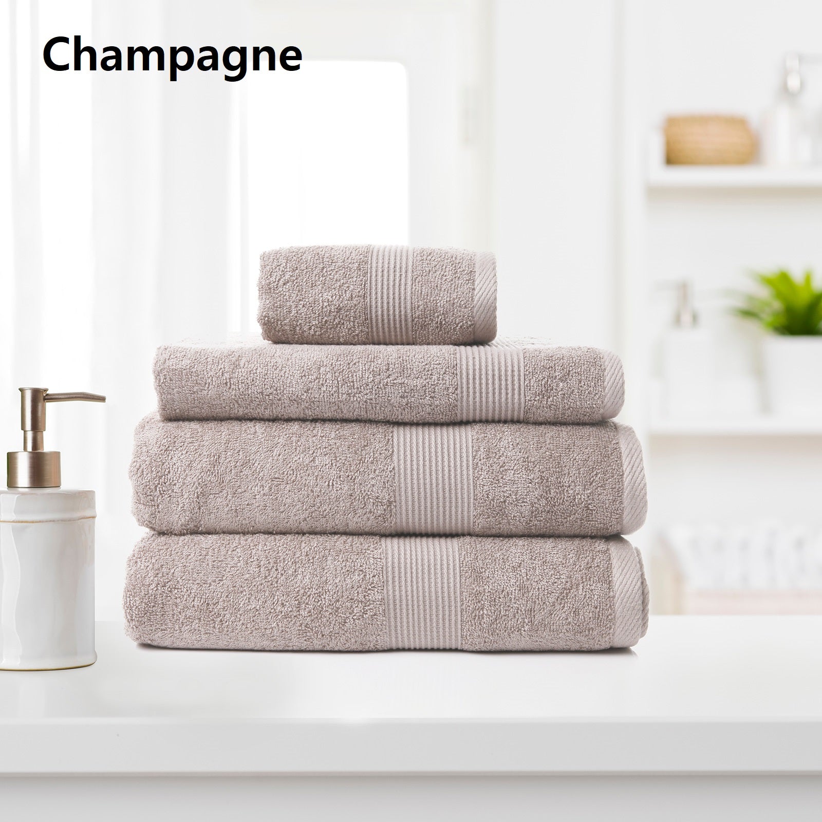 Royal Comfort 4 Piece Cotton Bamboo Towel Set featuring plush bath, hand, and wash towels in a luxurious cotton bamboo blend.