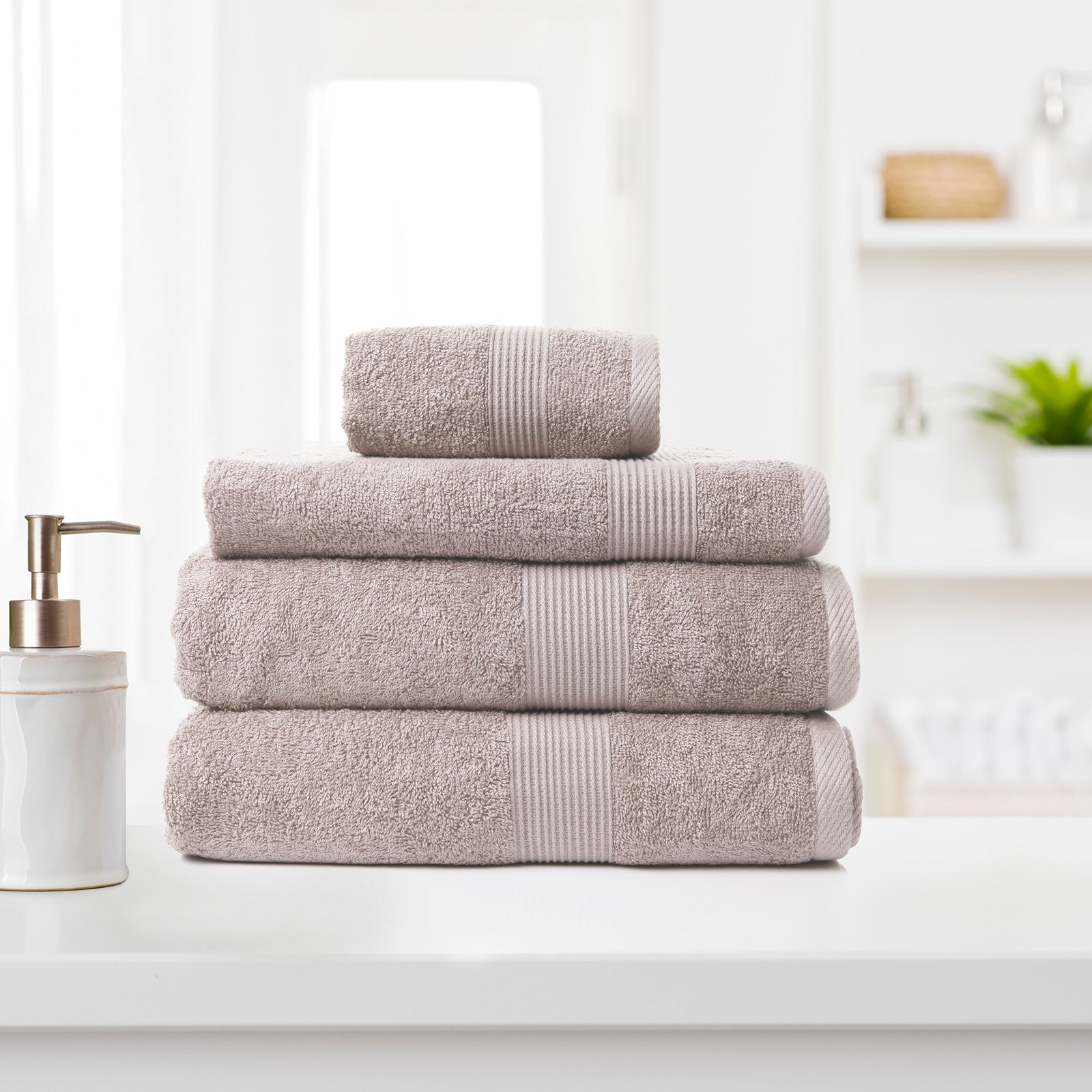 Royal Comfort 4 Piece Cotton Bamboo Towel Set featuring plush bath, hand, and wash towels in a luxurious cotton bamboo blend.
