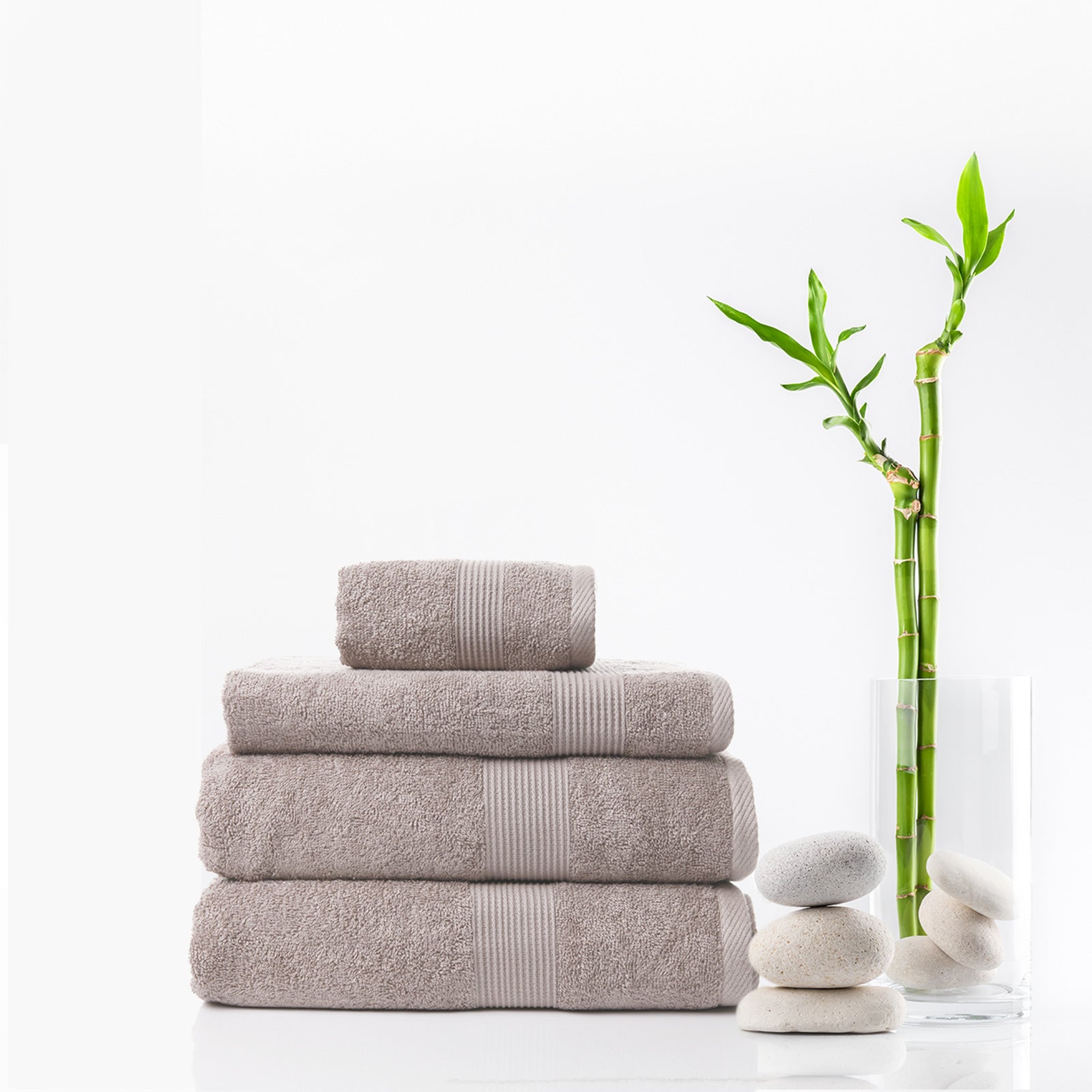 Royal Comfort 4 Piece Cotton Bamboo Towel Set featuring plush bath, hand, and wash towels in a luxurious cotton bamboo blend.