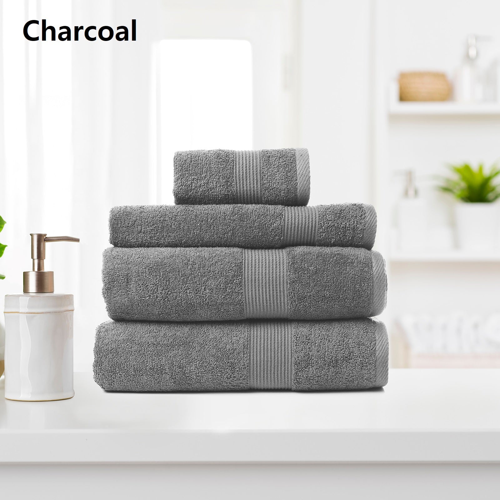 Royal Comfort 4 Piece Cotton Bamboo Towel Set featuring plush bath, hand, and wash towels in a luxurious blend of cotton and bamboo.