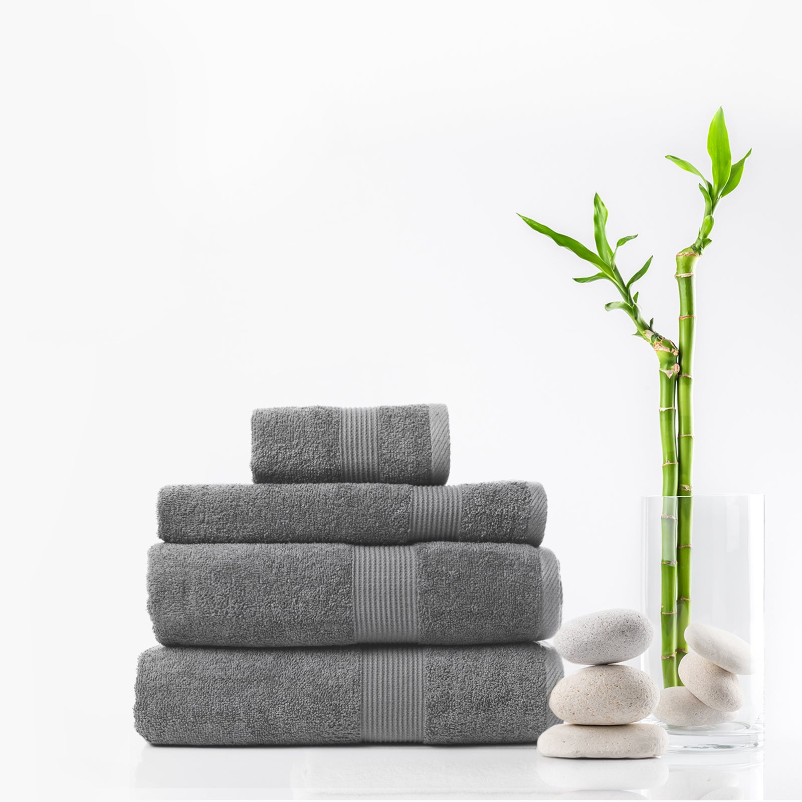 Royal Comfort 4 Piece Cotton Bamboo Towel Set featuring plush bath, hand, and wash towels in a luxurious blend of cotton and bamboo.