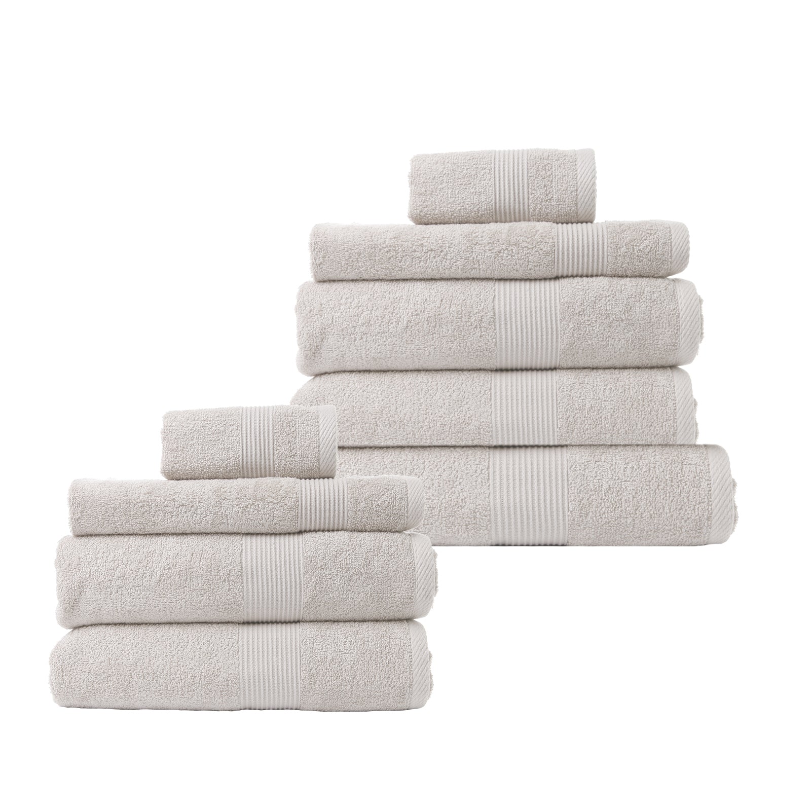 Royal Comfort 9 Piece Cotton Bamboo Towel Set featuring plush bath sheets, towels, hand towels, wash towels, and a bath mat in elegant design.