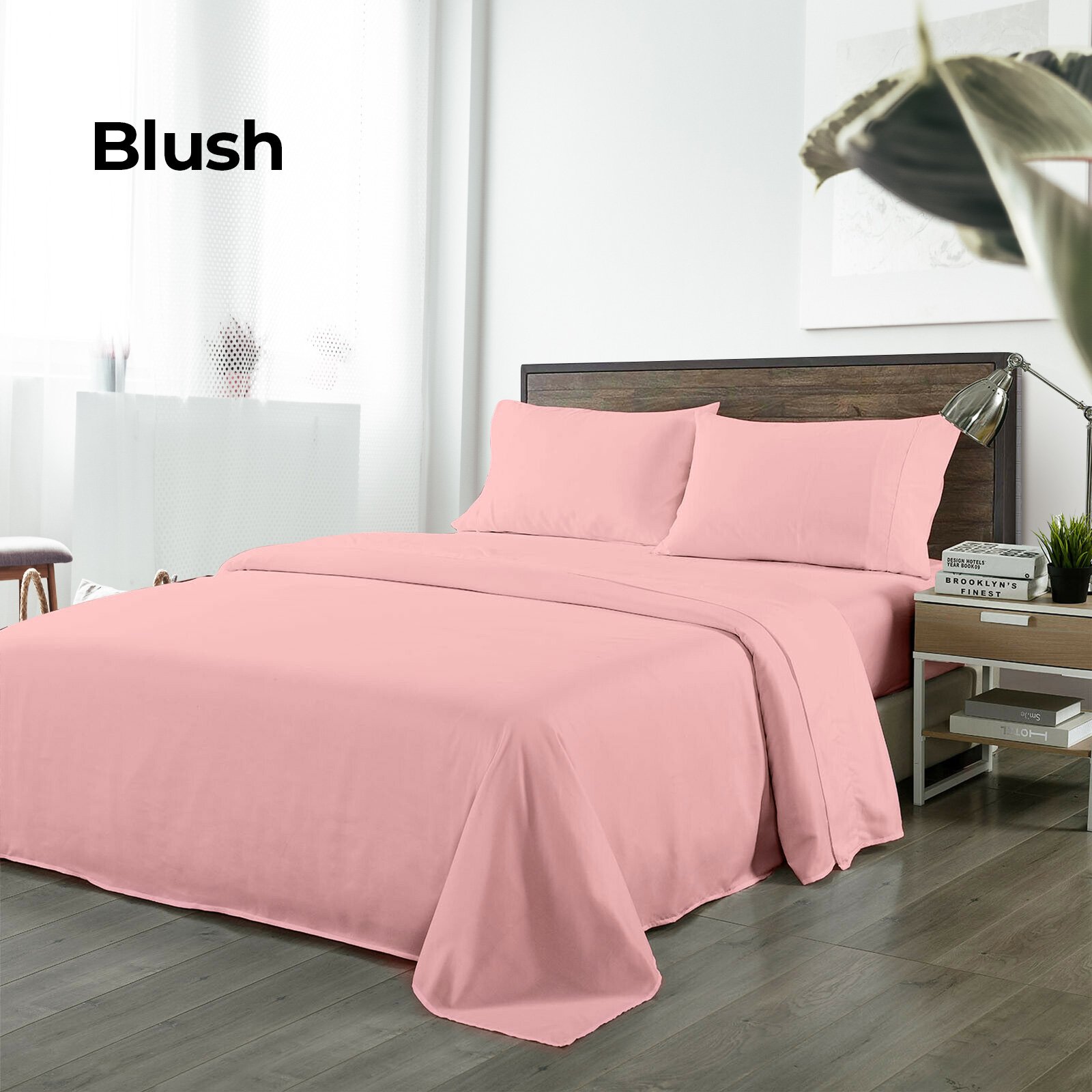 Royal Comfort Bamboo Blended Sheet Set featuring 1000TC ultra-soft fabric in elegant design, showcasing flat sheet, fitted sheet, and pillowcases.
