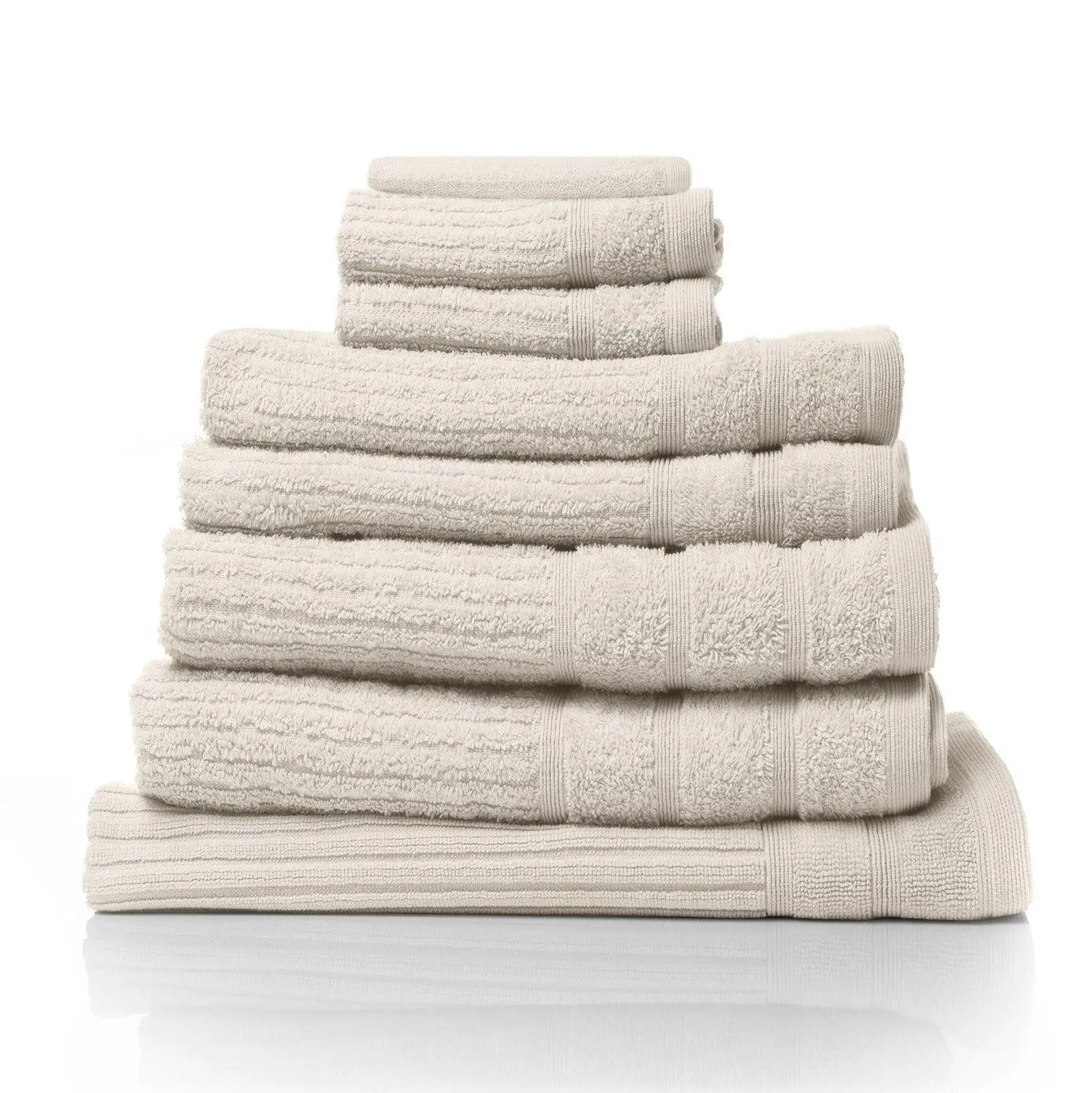 Royal Comfort Eden Egyptian Cotton 600GSM 8 Piece Luxury Bath Towels set in various colors with a stylish double border.