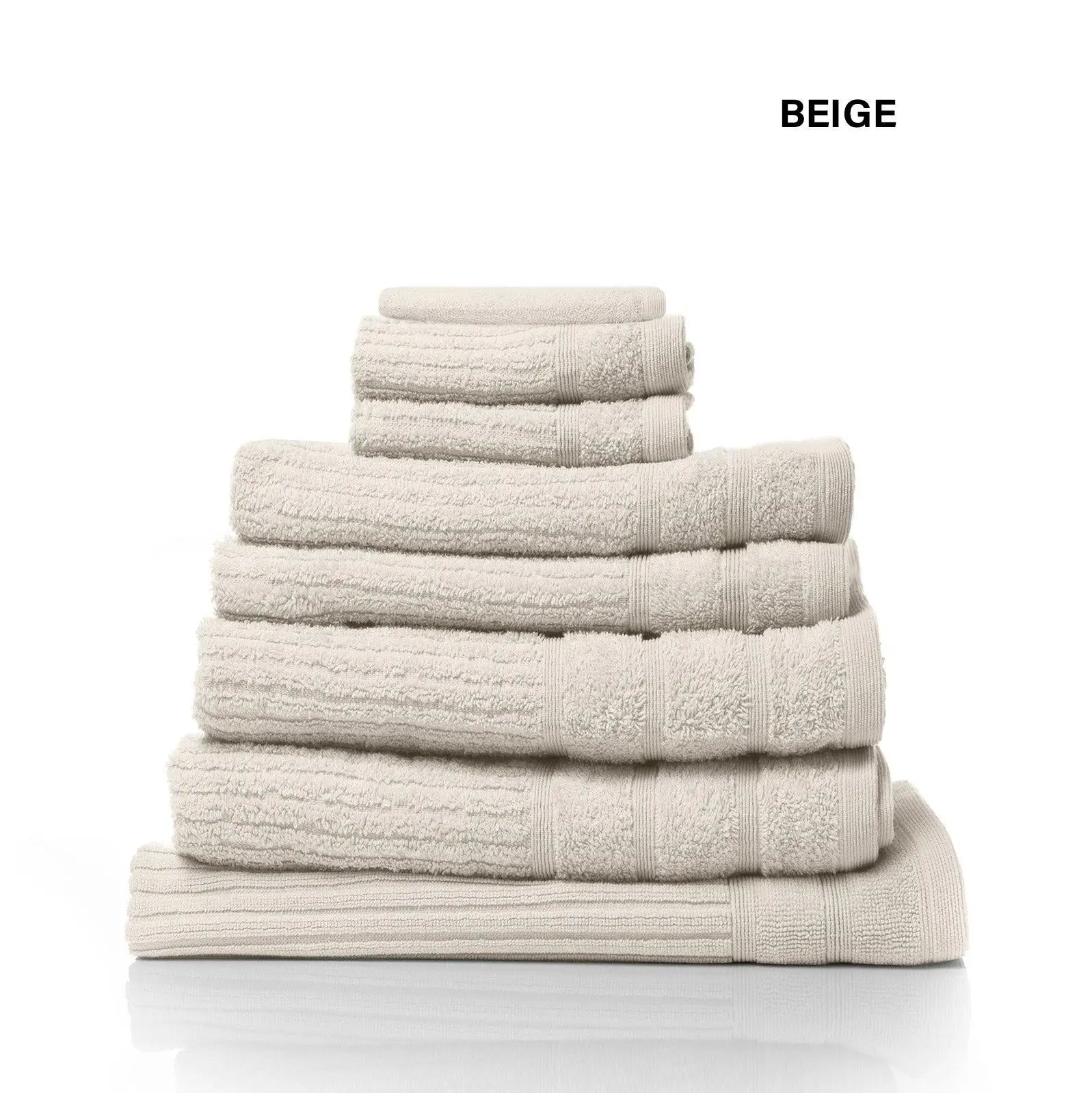 Royal Comfort Eden Egyptian Cotton 600GSM 8 Piece Luxury Bath Towels set in various colors with a stylish double border.