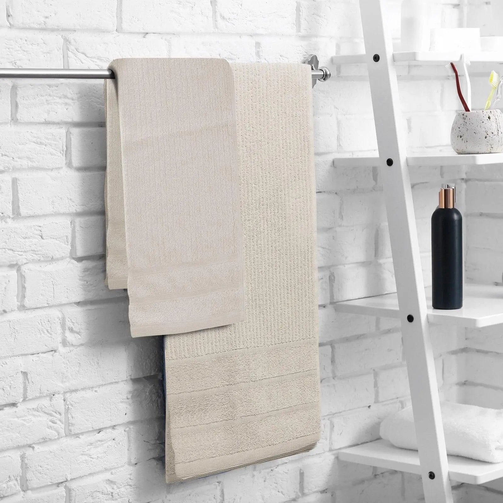 Royal Comfort Eden Egyptian Cotton 600GSM 8 Piece Luxury Bath Towels set in various colors with a stylish double border.