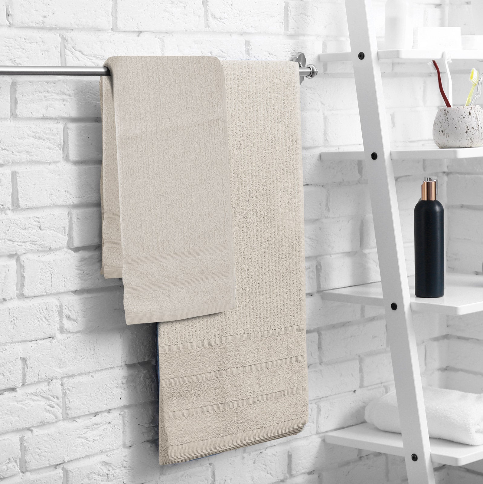 Royal Comfort Eden Egyptian Cotton 600GSM 8 Piece Luxury Bath Towels set in various colors with a stylish double border.