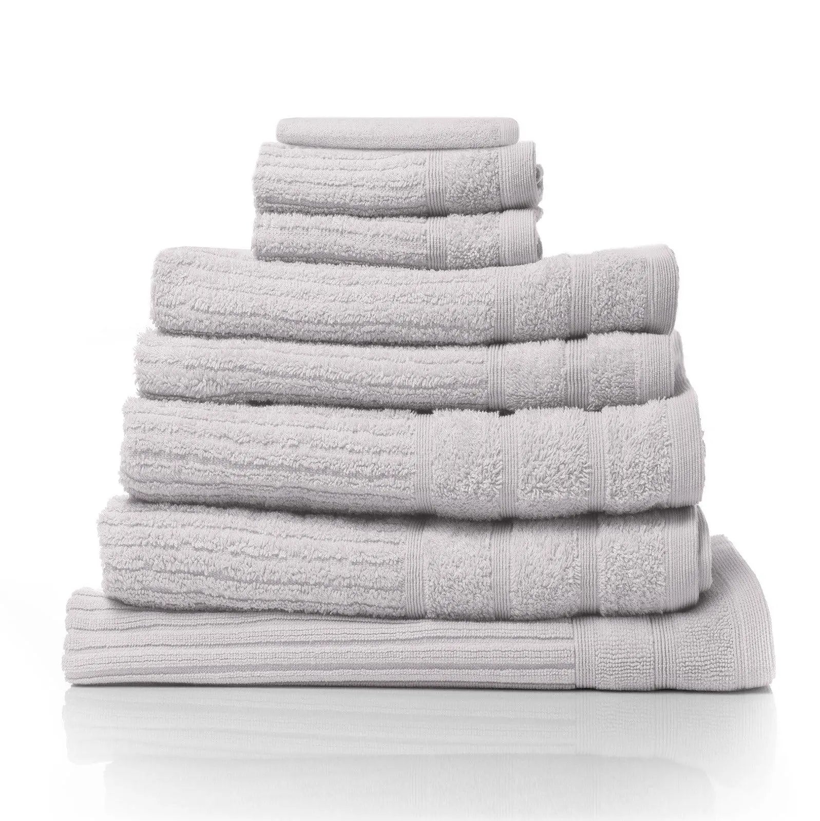 Royal Comfort Eden Egyptian Cotton 600GSM 8 Piece Luxury Bath Towels set featuring various colors and a plush texture.