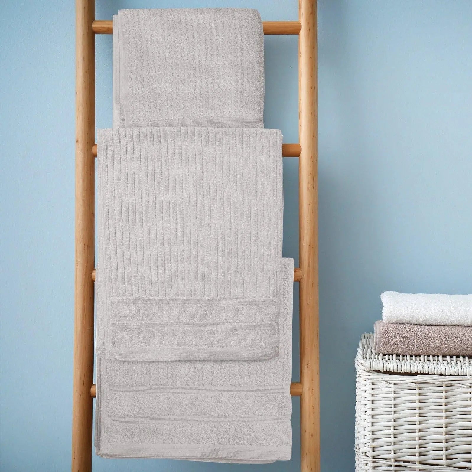 Royal Comfort Eden Egyptian Cotton 600GSM 8 Piece Luxury Bath Towels set featuring various colors and a plush texture.