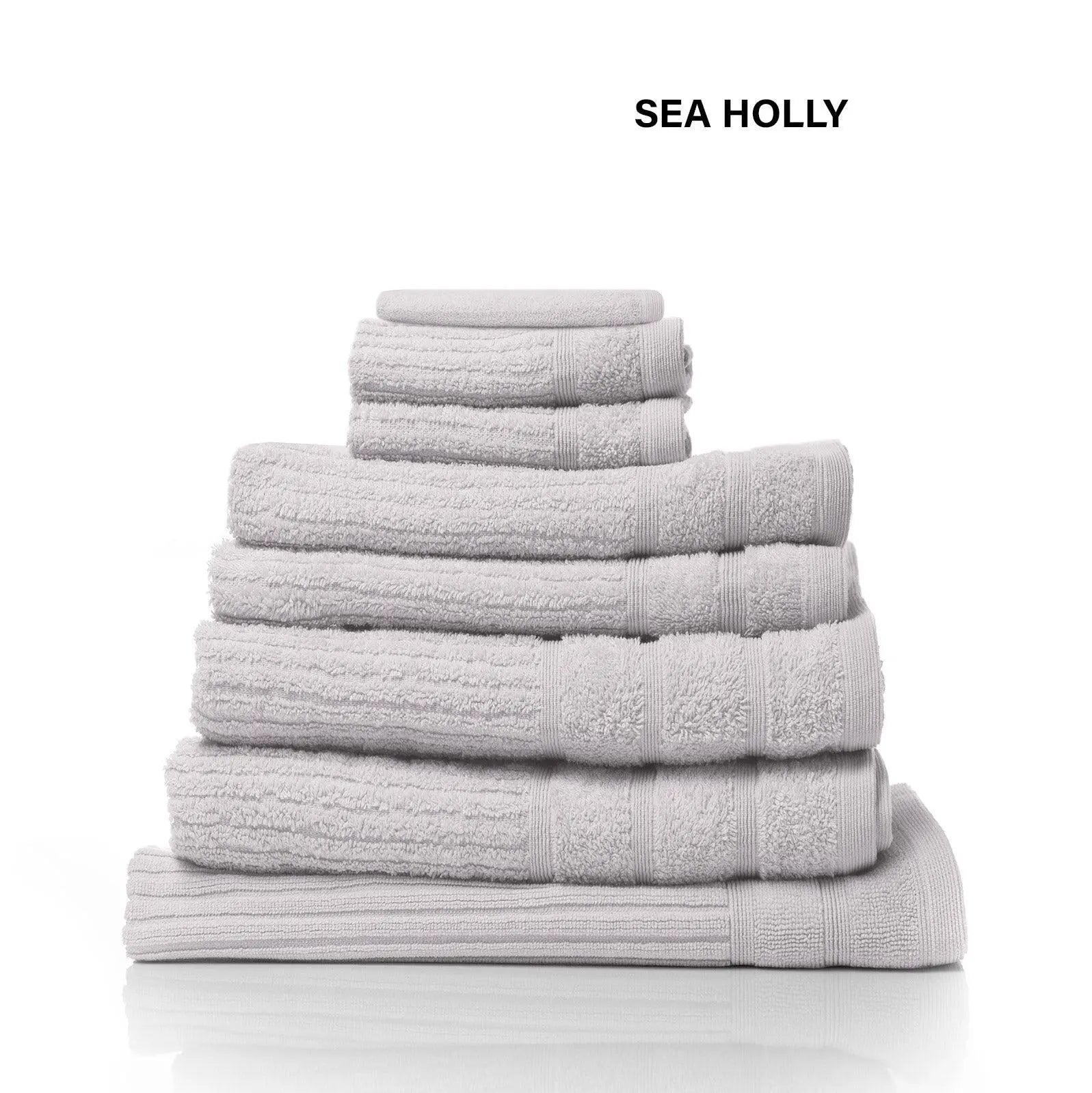Royal Comfort Eden Egyptian Cotton 600GSM 8 Piece Luxury Bath Towels set featuring various colors and a plush texture.