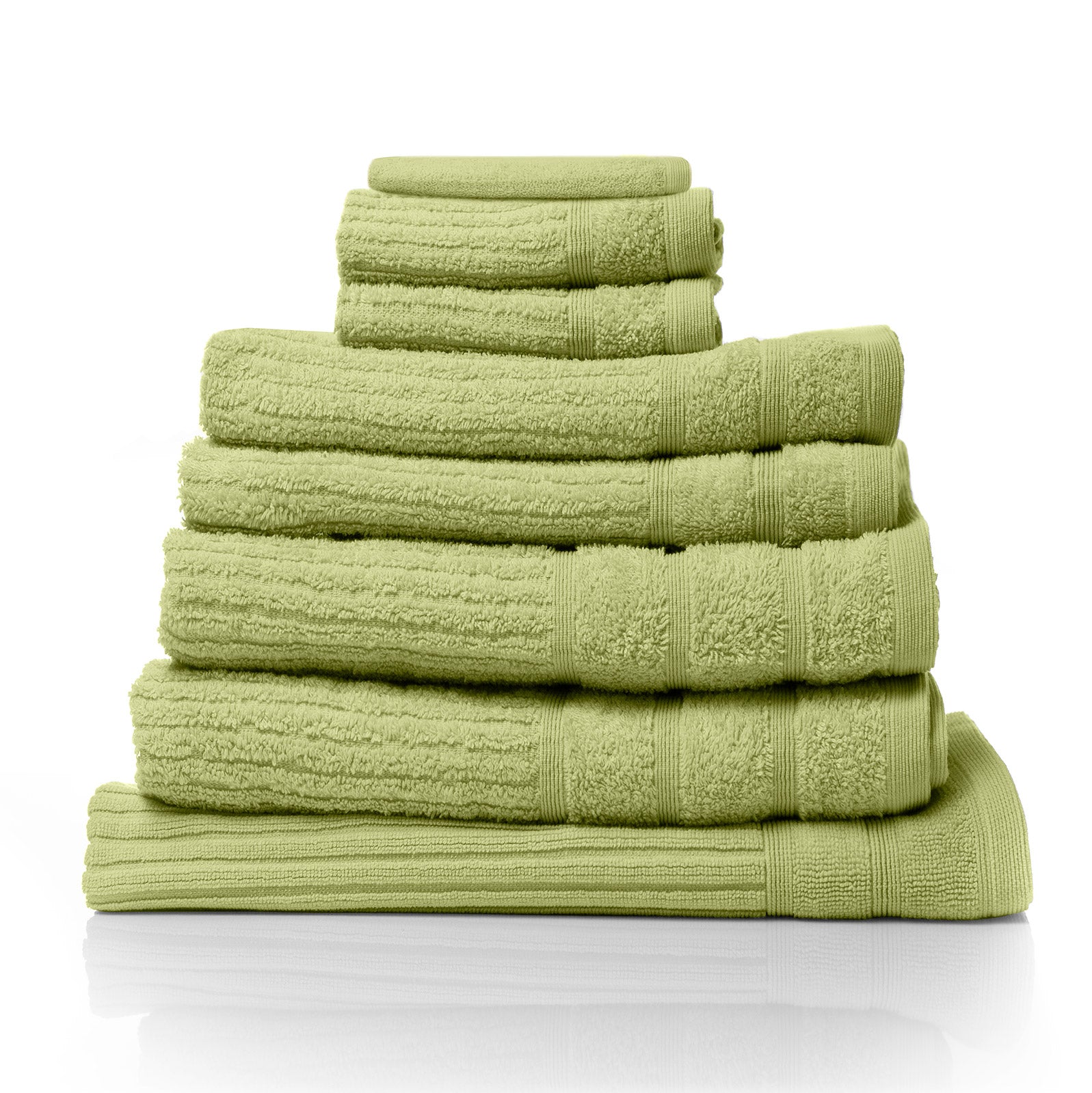 Royal Comfort Eden Egyptian Cotton 600GSM 8 Piece Luxury Bath Towels set featuring various colors and styles, including bath towels, hand towels, face towels, bath mat, and hand glove.