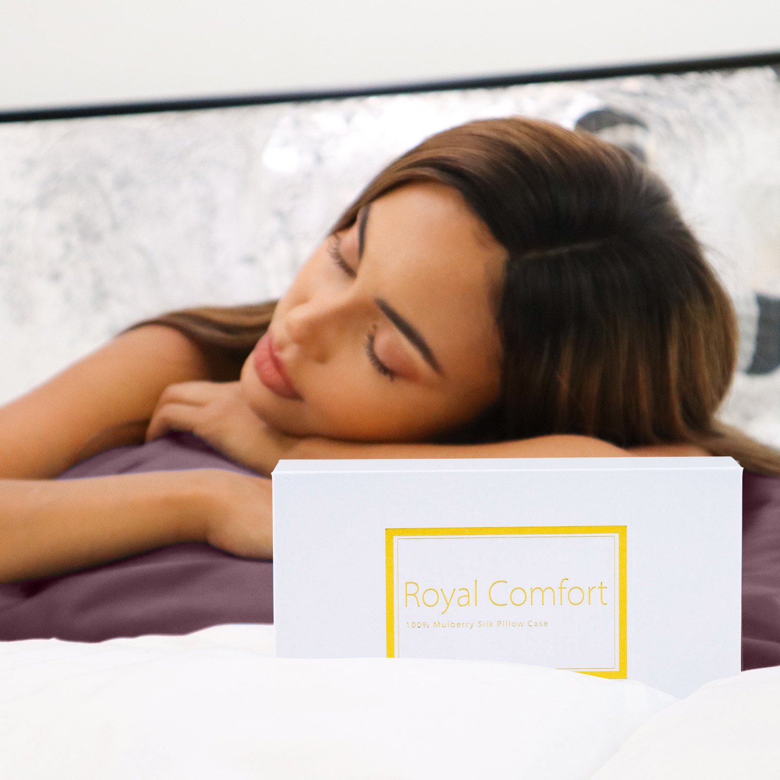 Royal Comfort Pure Silk Pillow Case made from 100% Mulberry Silk, showcasing its luxurious sheen and soft texture.