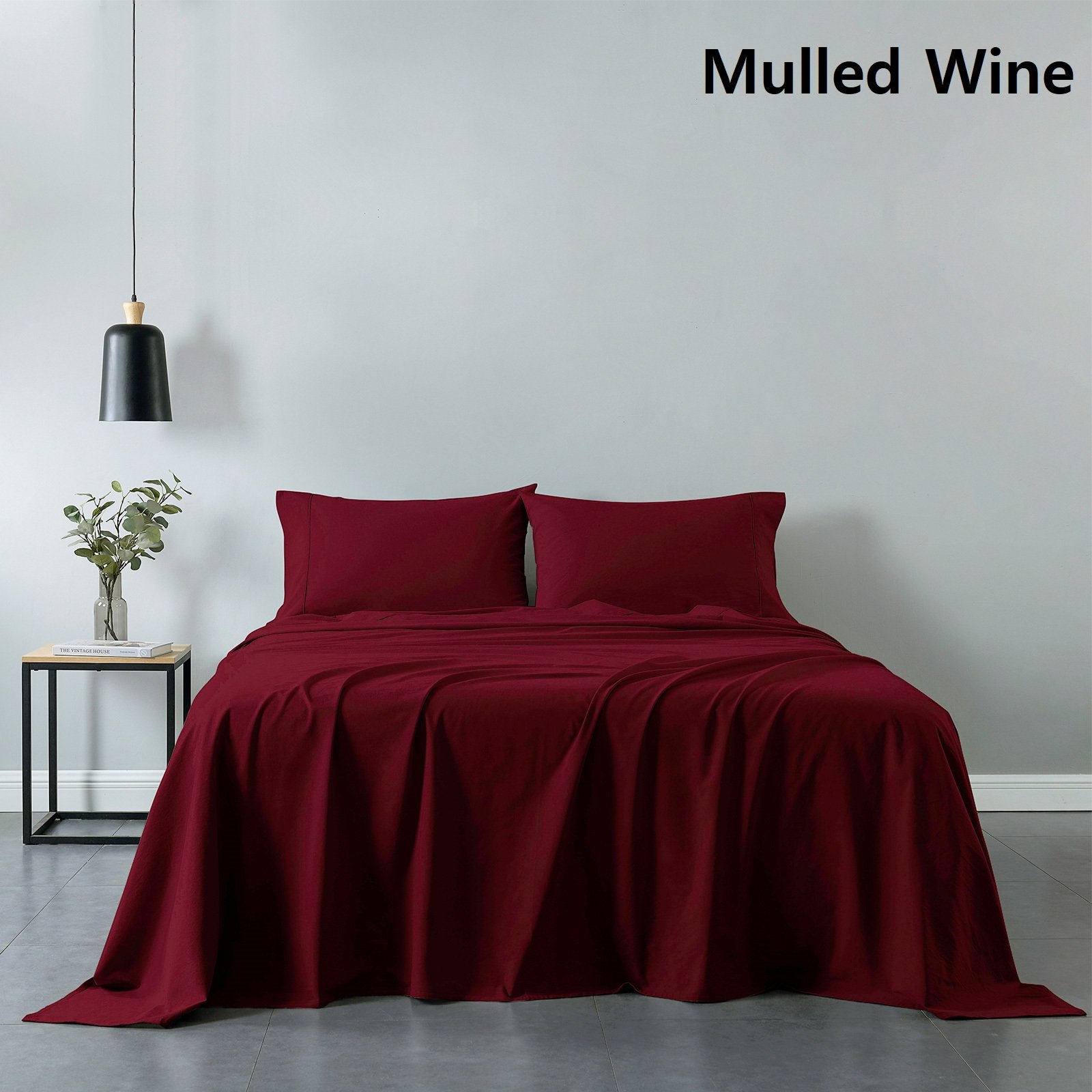 Royal Comfort Vintage Washed 100% Cotton Sheet Set featuring a flat sheet, fitted sheet, and pillowcases in a neutral color palette.