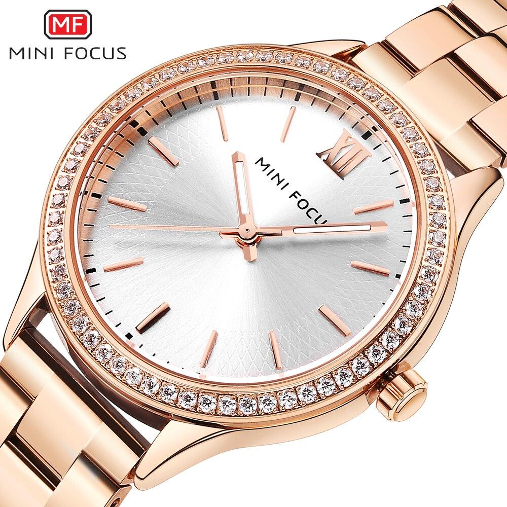 Royal Dress Elegant Ladies Quartz Watch with stainless steel strap and crystal design, showcasing luxury and style.