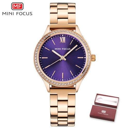 Royal Dress Elegant Ladies Quartz Watch with stainless steel strap and crystal design, showcasing luxury and style.