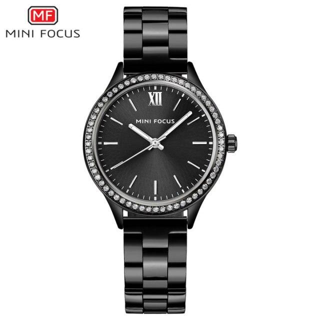 Royal Dress Elegant Ladies Quartz Watch with stainless steel strap and crystal design, showcasing luxury and style.