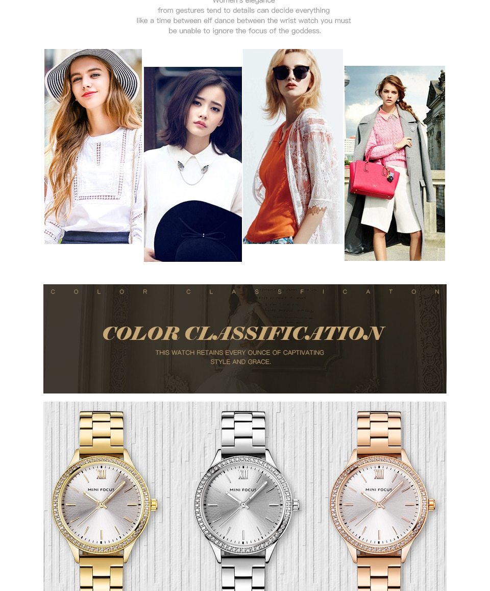 Royal Dress Elegant Ladies Quartz Watch with stainless steel strap and crystal design, showcasing luxury and style.