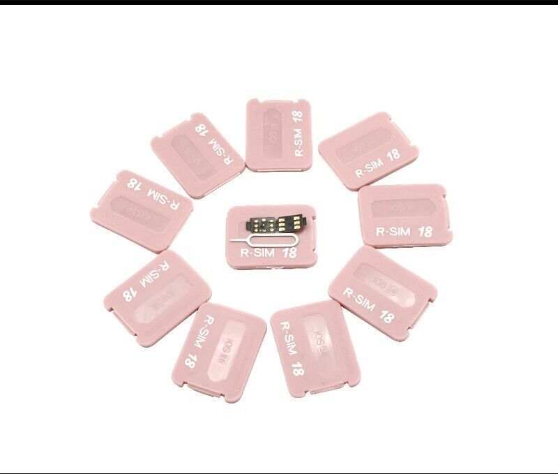 R-SIM18+ RSIM 18+ Nano Unlock Card designed for iPhone 14 Plus, 13, 12, 11 Pro Max, featuring a compact design and easy installation.