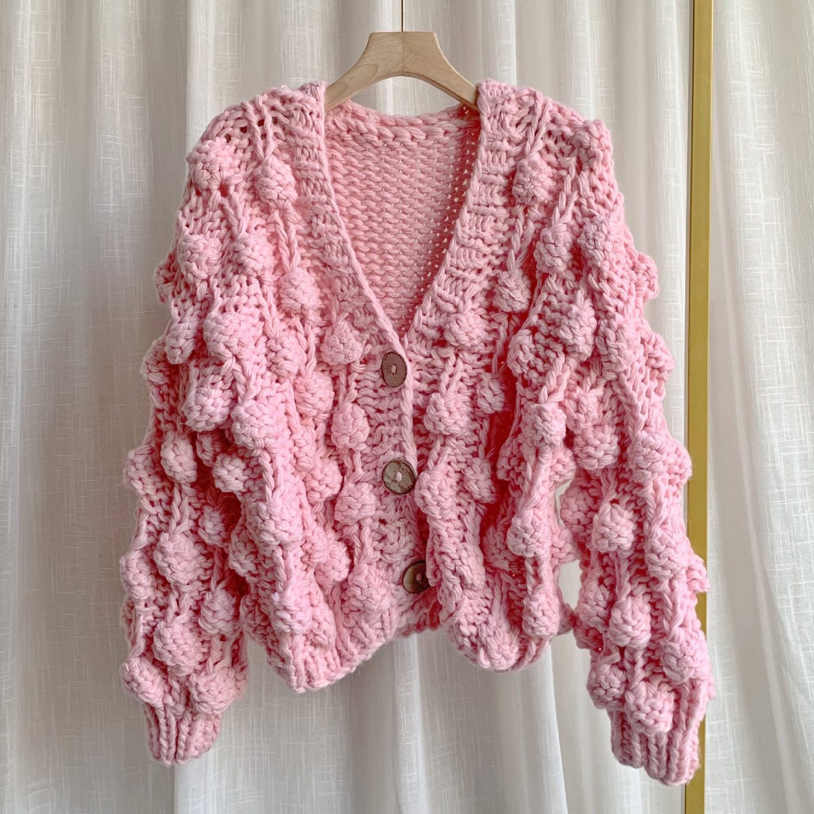 Handmade Woolen Blouse Women Sweater Blouse Heart Stripe Knit