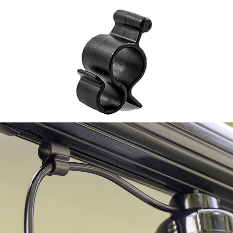 RV Side-mounted Awning Hook designed for hanging lights securely, made of durable plastic, featuring two adjustable positions.