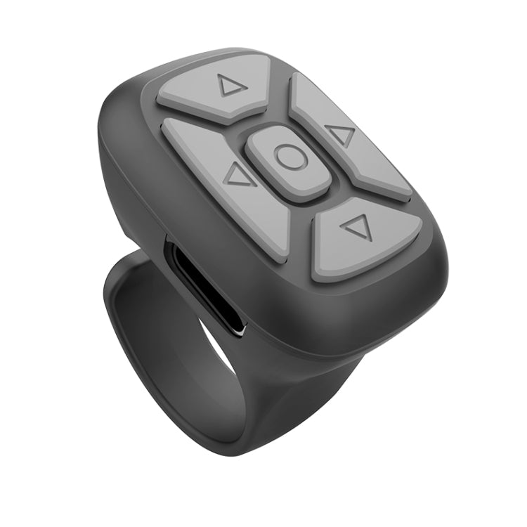 S18 Portable Smart Wireless Bluetooth Ring Remote Control in black, ergonomically designed to fit comfortably on your finger for easy operation.