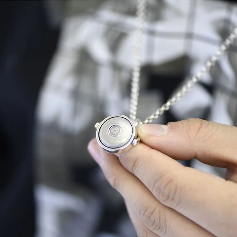 S925 Sterling Silver Buddhist six-character mantra pendant showcasing intricate design and rotating feature, suitable for men and women.