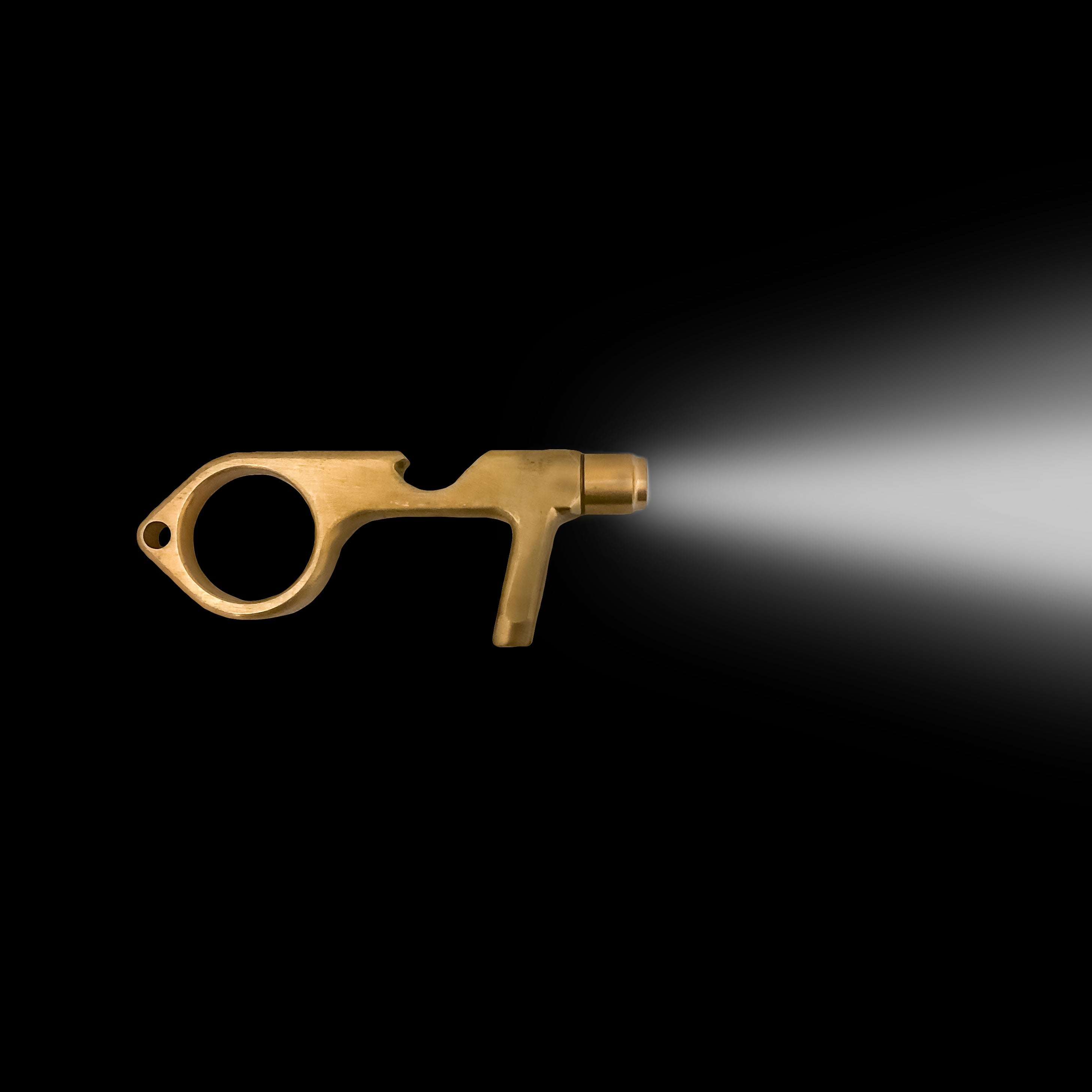 Safe Key Contact-Less LED Keychain Multi-Tool in rose gold, silver, and purple, showcasing its ergonomic design and multiple functionalities.