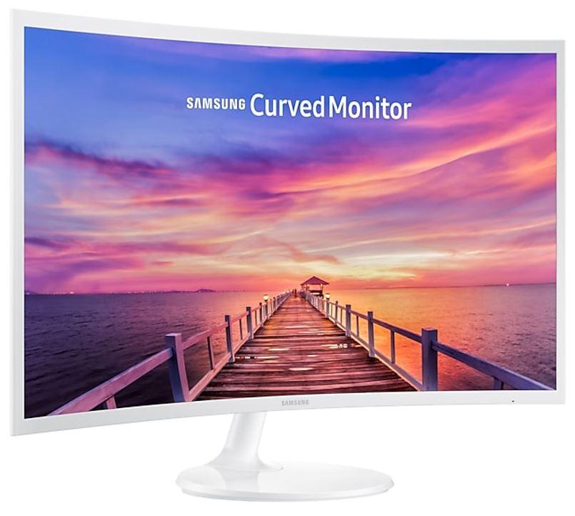 Samsung 31.5' Curved Monitor with a sleek white design and 22° curvature, showcasing its immersive display and modern aesthetics.
