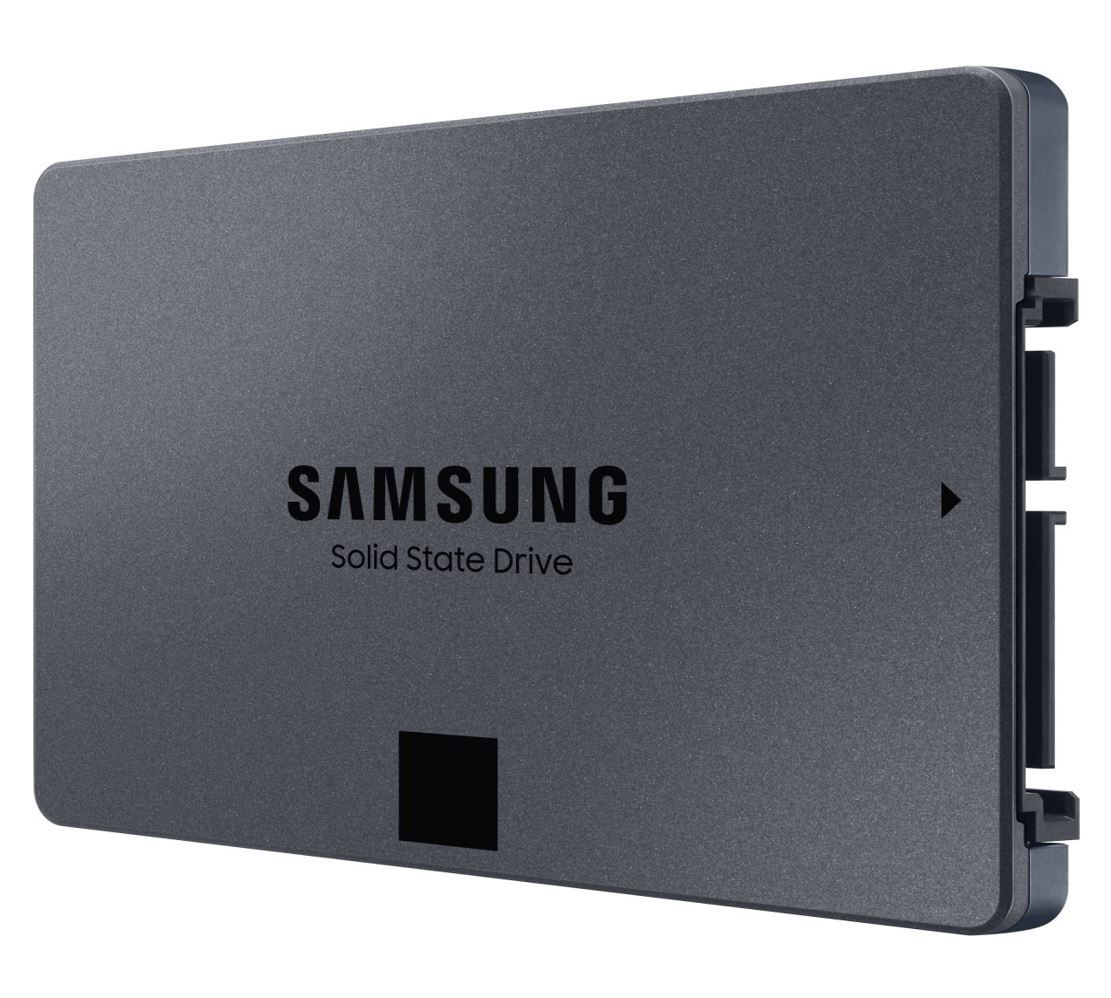 Samsung 870 QVO 8TB 2.5-inch SSD with SATA3 interface, showcasing its sleek design and specifications.