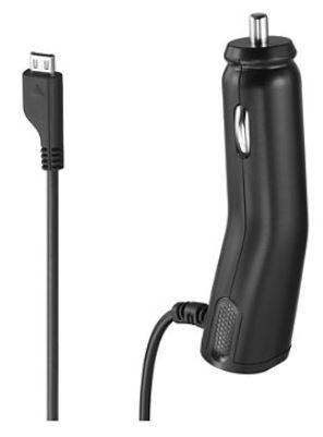 Samsung Gal Tab Car Charger designed for Galaxy Tab 10.1 and 7.7, featuring a micro USB interface and compact design for easy travel.