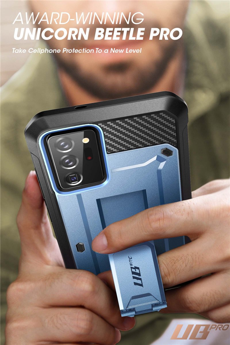 Samsung Galaxy Note 20 Ultra UB Pro Full-Body Rugged Case in various colors with kickstand feature.